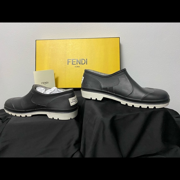 Fendi AUTHENTIC Women Ankle Rain Boots, Black